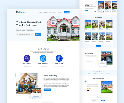 Real Estate Website Landing page adobe xd creative dailyui graphic design html landing page real estate real estate website ui ui design ui designer uiinspiration uiux uiux designer ux web design web designer web development web template web ui