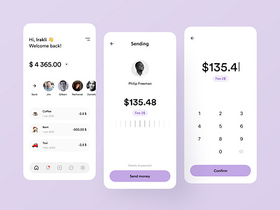 Bank app app bank bank app banking banking app clean clean ui design minimalistic mobile money money app money management money transfer send send money sending ui