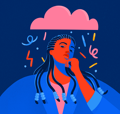 Happy thoughts black woman black women colorful creative editorial editorial art editorial illustration illustration positive positivity powerful thoughts