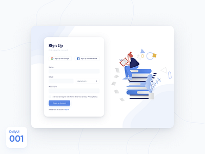 DailyUI 001 - SignUp conception dailyui design flat illustration input interface design signup ui ux ui web website