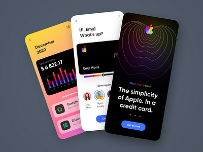 Apple Card - Mobile Banking App apple applecard bank card bankapp banking chart dark mode dark theme dashboard finance gradient mobile onboarding pay payment ui ui8 ui8rebound ux wallet