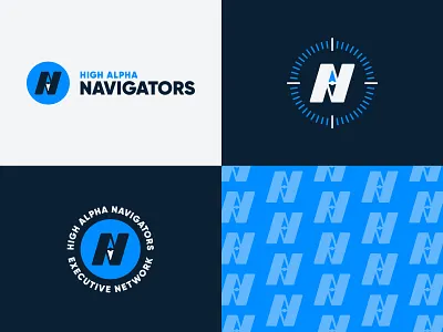 High Alpha Navigators branding adventure badge branding compass directional high alpha logo vector