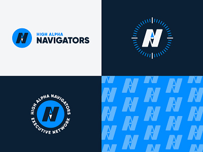 High Alpha Navigators branding adventure badge branding compass directional high alpha logo vector