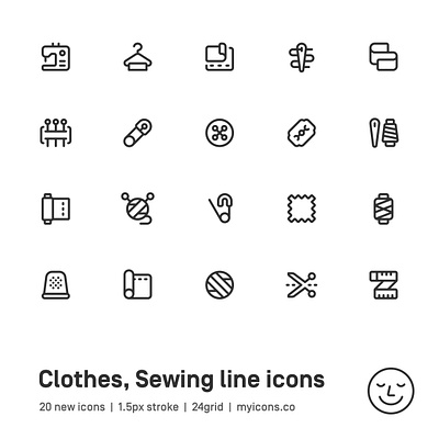 Myicons✨ — Clothes, Sewing vector line icons pack essential icons icon design icon pack icons icons design icons pack interface icons line icons sketch sketchicons ui ui design ui designer ui icons ui kit ui pack ui set web design web designer web ui