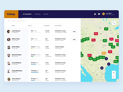 Fr8Hub Add Equipment Flow app dashboard design forms grid map motion platform product product design startup table transportation typography ui user flows ux web webpage website