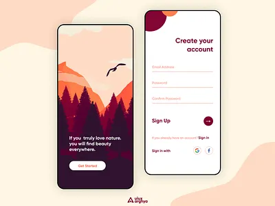 Sign Up Screen Design - Daily Ui Challenge #1 app app design design figma minimal minimal design minimal sign in ui minimalism minimalistic sign sign in sign up simple ui ui design uiux uiuxarghya uiuxdesign ux