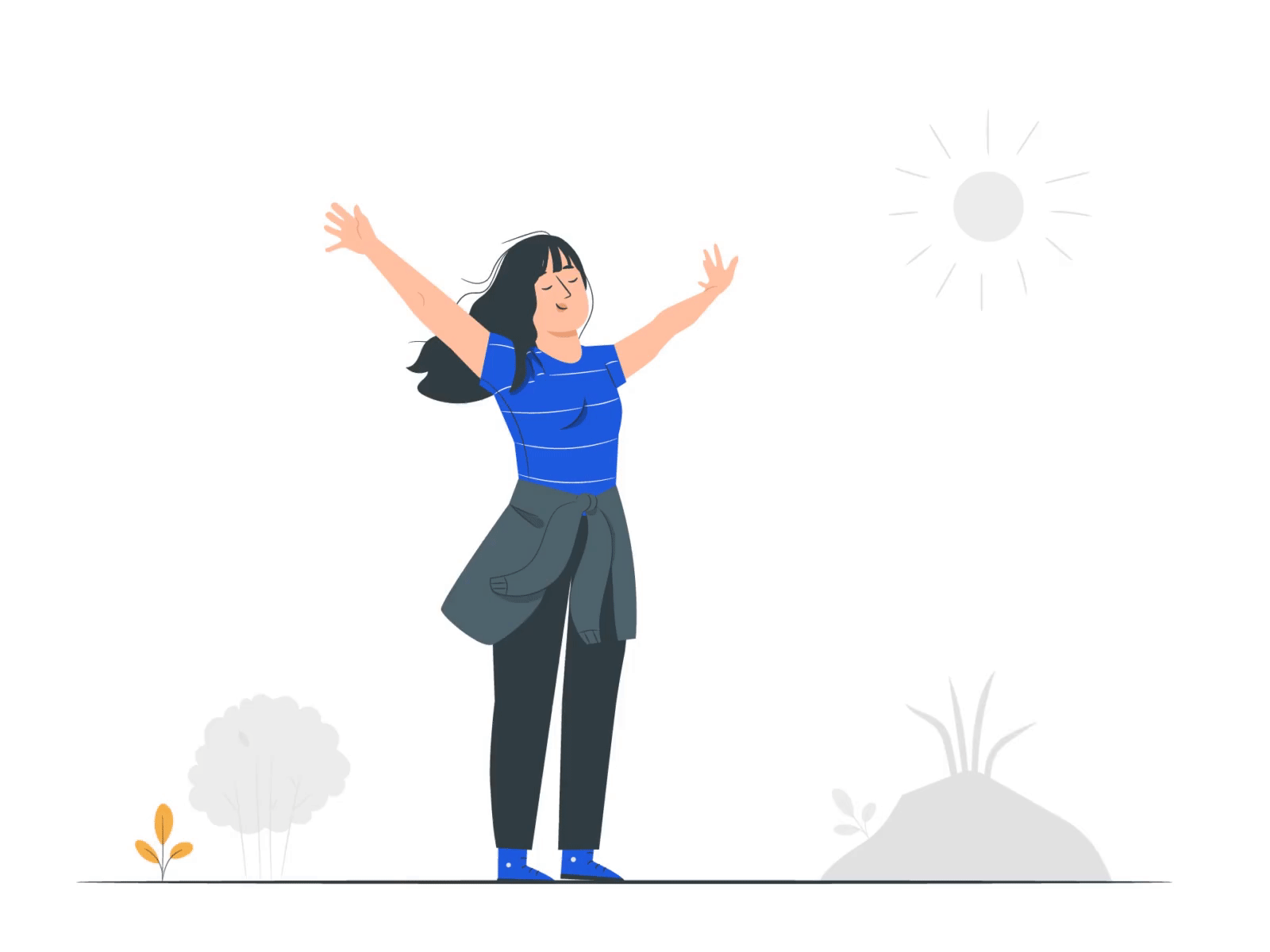 Friday Feeling!!! 💙 after effects animated gif animation design gif gif animation girl character illustration plants season ui wind