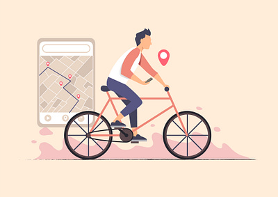 gps go adobe illustrator bycicle character character illustrator design flat illustration gps illustraion