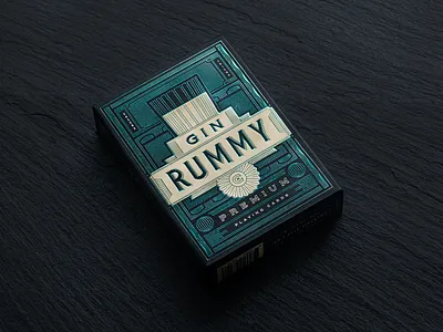 Gin Rummy Playing Card Deck 1950s ace blue cards deck foil gin jack joker king packaging playing cards print queen sleek vintage