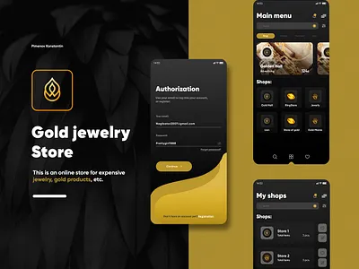 Gold Jewerly Store mobile application ui/ux app gold jewerly mobile mobile app store app ui ux vector webdesign