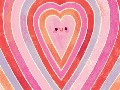 Heart Radiates Love Watercolor Illustration cute greeting card heart illustration licensing love pattern rainbow watercolor