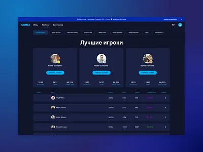 Player Rating design ui ux web website