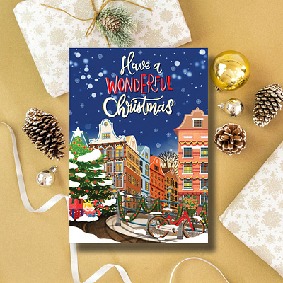 Have a wonderful Christmas Postcard amsterdam illustrator amsterdam illustrator christmas card christmas postcard creative etsy shop illustration merrychristmas