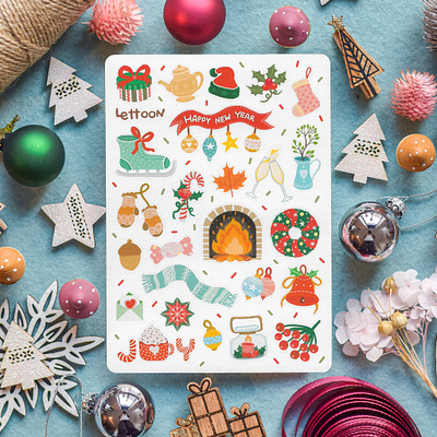 Happy New Year Sticker Sheet cartoon cartoon illustration character charecter design design drawing happy new year happy new year sticker sheet illustration illustration art kids illustration procreate