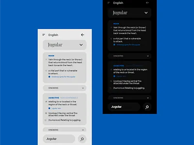 Dictionary App UI dark design flat ui ux