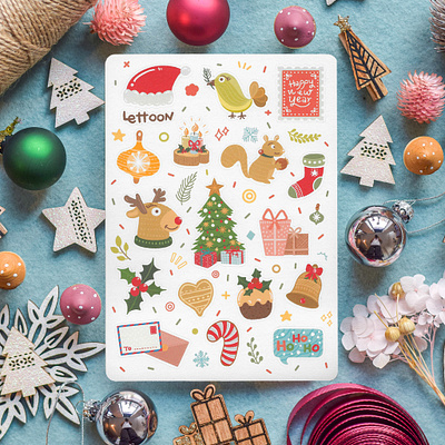Christmas Sticker Sheet art cartoon cartoon illustration charecter design christmas design doodle drawing etsy illustration illustrator merry christmas sticker procreate sticker stickersheet