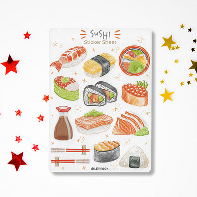 Sushi Sticker Sheet cartoon cartoon illustration design doodle drawing hand drawn illustration japanese art japanese food procreate sushi