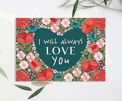 Valentine's Day Card cartoon illustration design floral design flower illustration hand drawn illustration love card love illustration postcard postcard design procreate valentine day