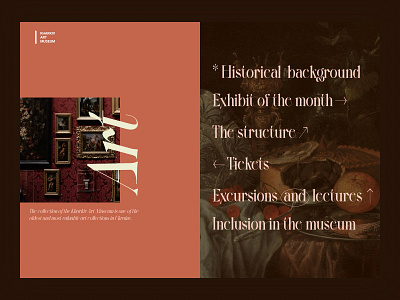 Museum of Art | Homepage art dark ui design museum paintings serif font typeface ui unique ux