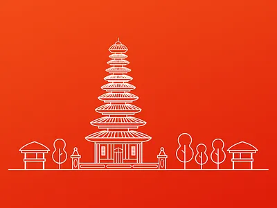 Bali design flat icon illustration line art vector