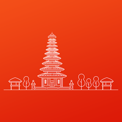 Bali design flat icon illustration line art vector