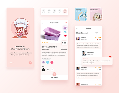 E-commerce app ( baking tools ) 2021 trend app design application design application ui baking product clean ui cooking app e commerce app e commerce shop minimal design mobile app mobile ui nude color pink product details review ui user experience user inteface ux