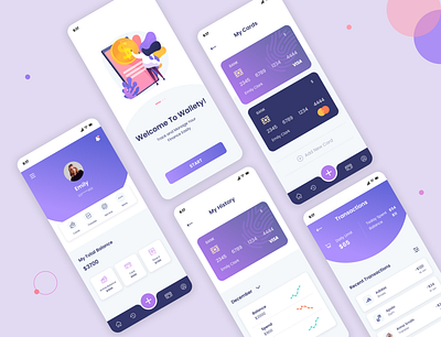 Wallet App app design bank design figma finance illustration mobile app money simple ui ux wallet webdesign