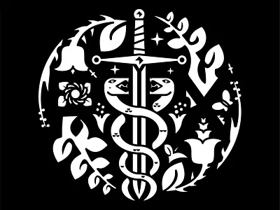 Concept - RXGamingLogo esportslogo filigree flowers logo logos monochromatic negative space single color snake snake logo stars streamer logo sword
