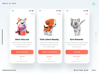 Pet App Onboarding | Daily UI Challenge 023 (Onboarding) cats daily daily ui daily ui 023 daily ui challange dailyuichallenge dogs onboarding pets