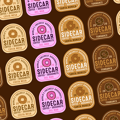 Sidecar Stickers branding california doughnuts fresh pattern sidecar stickers