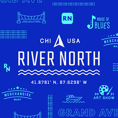 River North Branding branding chicago city coordinates identitydesign river