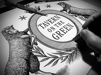 Tavern on the Green NYC animals artist engraving illustration illustrator line art steven noble tavern on the green woodcut