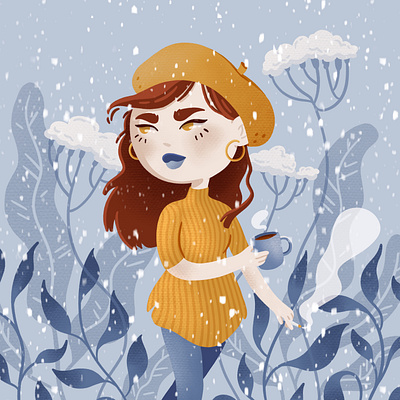 Winter Walk character design coffee cute illustration illustrator ipad ipadart ipadpro mustard procreate snow winter