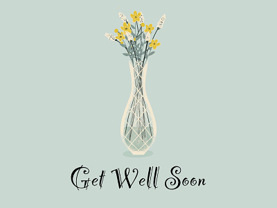 Get Well soon card flower flowers illustration vase