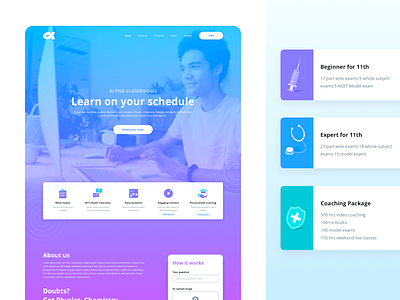 Alpha Classrooms Website illustrator minimal onlineclass uiux userinterface virtualclass website websites