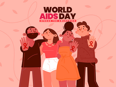 World Aids Day aids day design flat illustration friends illustration people vector vector illustration world