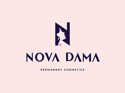 NOVA DAMA© / Permanent Cosmetics brand branding cosmetics design designer face girl icon identity logo logodesign logodesigner mark negative profile space typography woman