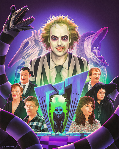 Beetlejuice Illustrated Poster beetlejuice digital art digital illustration film film art film poster film poster design illustrated art illustrated poster illustration michael keaton movie movie art movie poster movie poster design poster poster art tim burton winona ryder