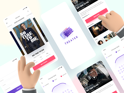 Mobile App UI Exploration logo logodesign mobile mobile app mobile design mobile ui movie theater ticket ui uiux ux