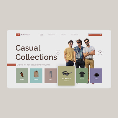 Fashion Landing Page app casual collections design fashion fashion app fashion brand fashion design fashionlandingpage minimal new arrival ui ux