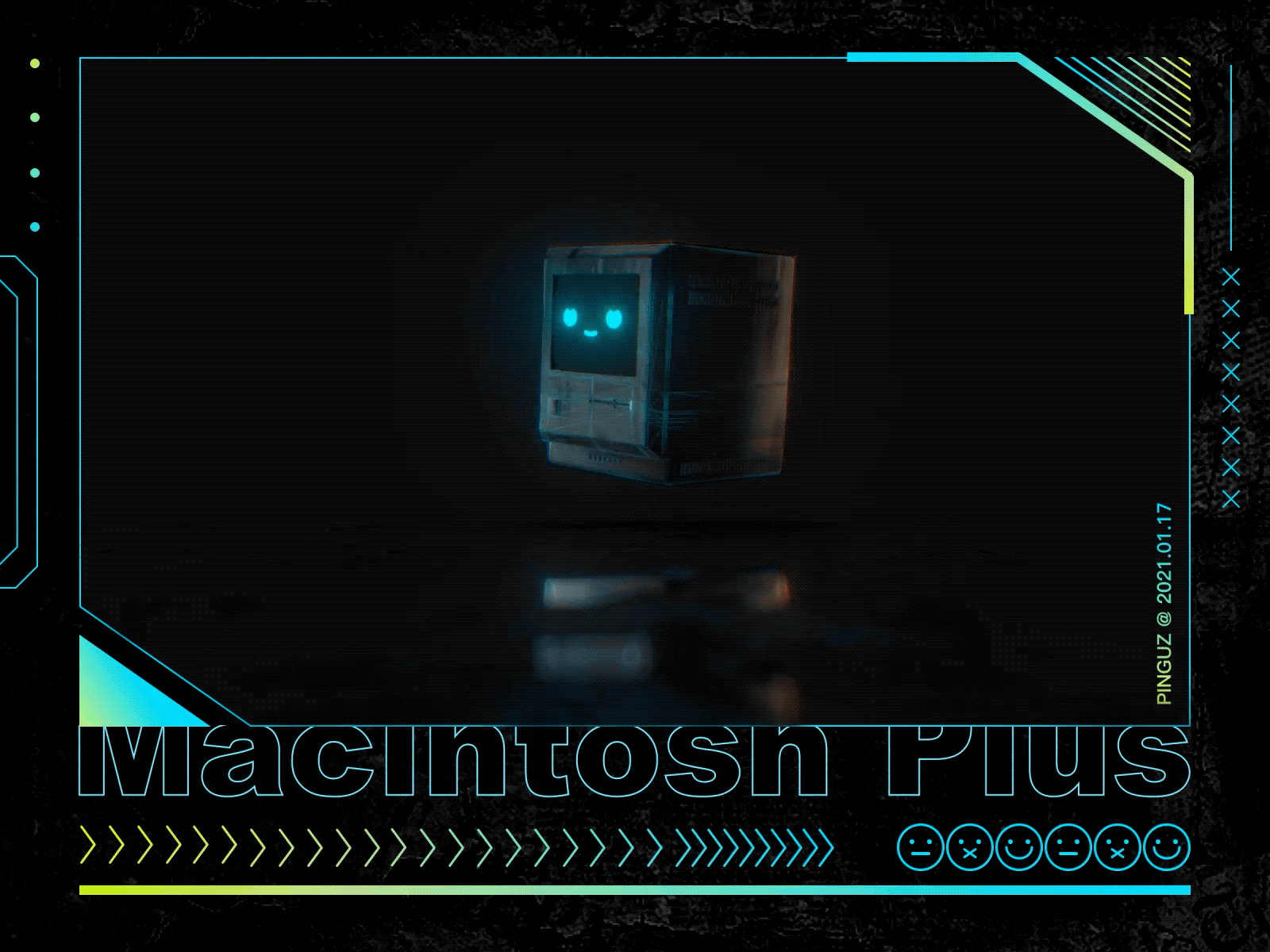 Macintosh Plus cyberpunk hud retro vaporwave vintage