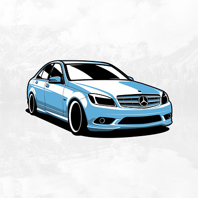 Mercedes-Benz C-class W204 art artwork automobile car design drawing graphicdesign illustration logo vector