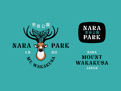 Nara Park Deer badge badge design branding deer deer logo flat flat design illustration japan japanese logo nara park park spider spider web texture typography vector