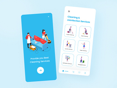 Cleaning Service App 🧽 agency app design app development app ui clean clean design clean ui cleaning cleaning service color figma mobile app design mobile apps most offers service app simple smartwebtech soft ux ui