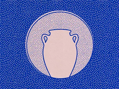 Cobalt Pottery blue circle cobalt digital art digital drawing illustration illustrator minimal outline pink pottery stipple stippled texture vector
