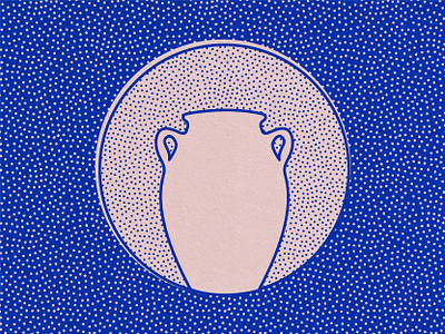 Cobalt Pottery blue circle cobalt digital art digital drawing illustration illustrator minimal outline pink pottery stipple stippled texture vector