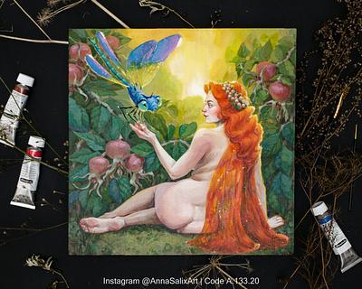 "A Fairy and Her Dragonfly" fantasy acrylic painting acrylic acrylic painting acrylicpainting art artwork canvas art character design characterdesign concept art fairy fairytale fantasy fantasy art fantasyart illustration painting portrait portrait art portrait illustration portrait painting