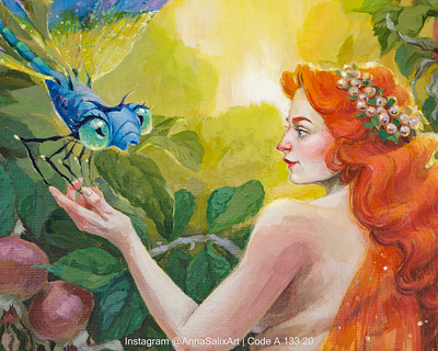 "A Fairy and Her Dragonfly" fantasy acrylic painting acrylic acrylic painting acrylicpainting art character design drawing fairy fairytale fantasy fantasy art fantasyart girl character girl illustration illustration illustration art painting portrait art portrait illustration portrait painting traditional art