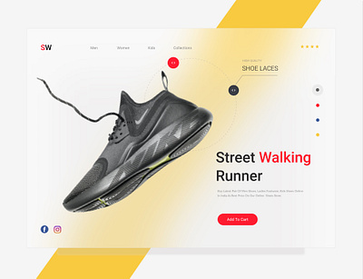 Street Runner Web Design cart creative daily ui design dribbblers ecommerce footwear graphic design morphism product shoe shoes ui ui design uiux user interface ux design vector web webdesign