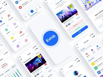 Exhib - Event Tickets Adobe XD Template app booking branding concert conference design event exhibition ios mobile modern organizer performance seminar ticket typography ui ux uxdesign xd